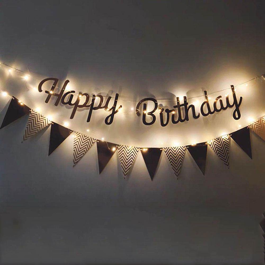 Dây Chữ Happy Birthday Trang Trí Tiệc Sinh Nhật Cùng Các Combo Bong Bóng, Dây Happy Birthday Ép Kim Chữ Kiểu (Có 3 Màu)