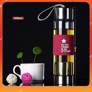 Bình pha trà thủy tinh có lưới lọc 450ml