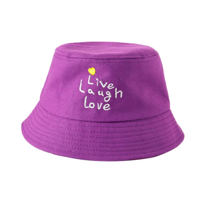 Nón Bucket Rộng Vành Mùa Hè 22 Màu Thêu Họa Tiết Chữ Vui Nhộn Cho Nữ