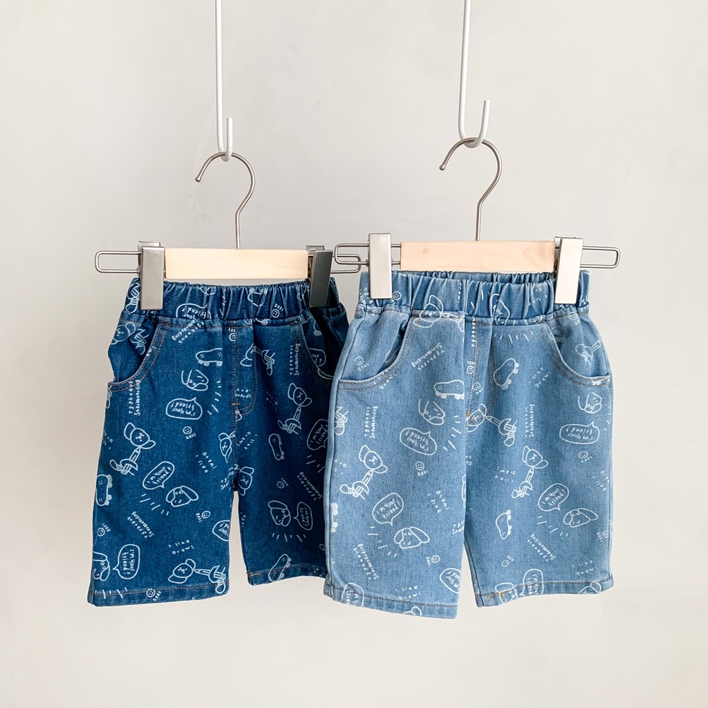 Quần Short Denim In Họa Tiết Hoạt Hình Xinh Xắn 90-130Cm Dành Cho Bé