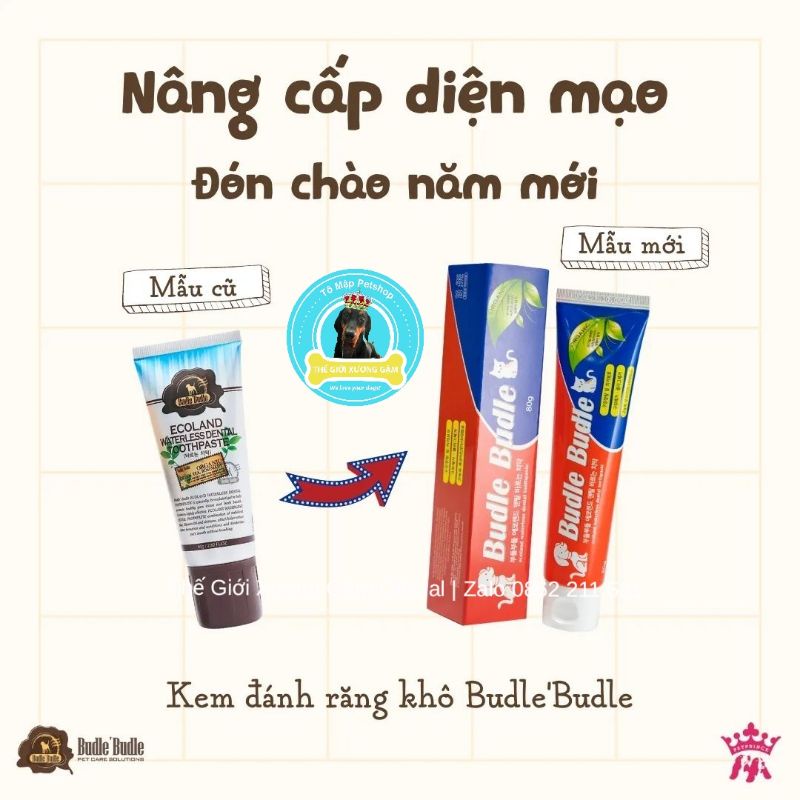 KEM ĐÁNH RĂNG KHÔ CHO CHÓ MÈO BUDLE BUDLE ECOLAND WATERLESS TOOTHPASTE