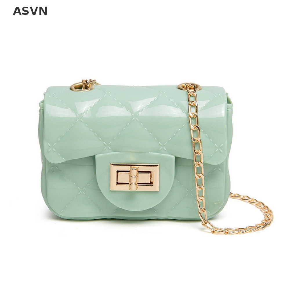 Asvn❤ Túi Đeo Chéo mini Bằng PVC Đính Ngọc Trai Thời Trang Dành Cho Nữ