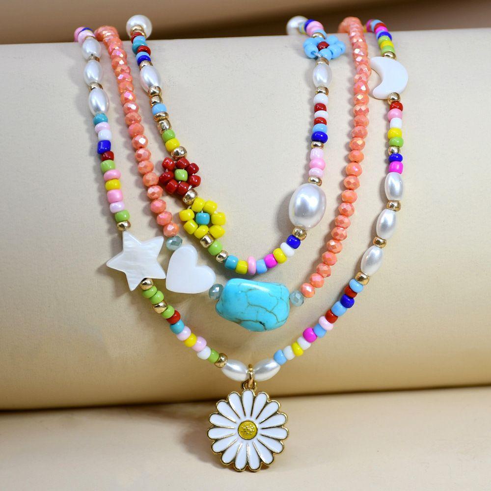 Vòng Cổ Choker Đính Hạt Hình Hoa Cúc Handmade Xinh Xắn Thời Trang Cho Nữ