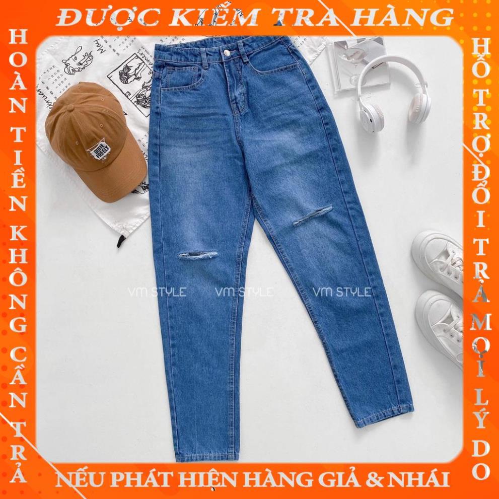 Quần jean baggy nữ VM STYLE rách gối (không co giãn) ulzzang thời trang 22QJB03AS1102 fdinh