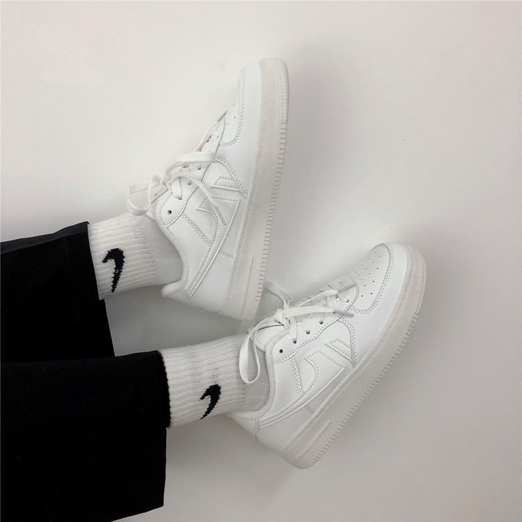 Giày thể thao nam nữ màu trắng sneaker mới nhất 2021 chất liệu da đế cao su 3cm DOZIMAX
