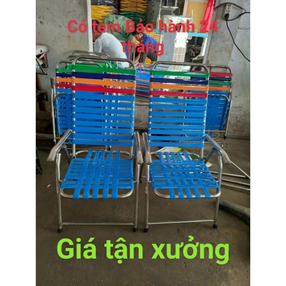 Ghế xếp inox 201, giá tận xưởng, dây nhựa, không tăng đưa, hàng bảo hành 24thang_shopvan89