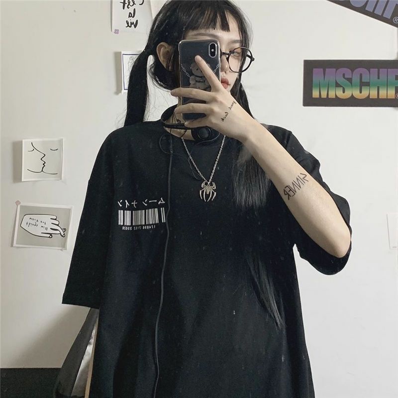 Áo Thun Tay Lỡ Form Rộng Unisex Ulzzang In Mã Vạch