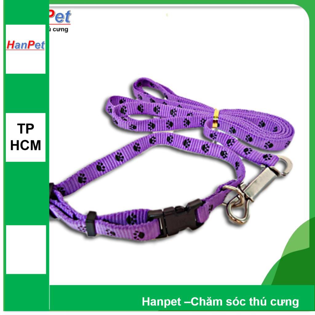 Hanpet.GV- Loại 2 lớp- Dây dắt chó dưới 7kg + kèm vòng cổ- chất liệu vải dù- 345