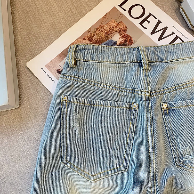 Quần Short Denim Nữ Thêu Hoa Mới