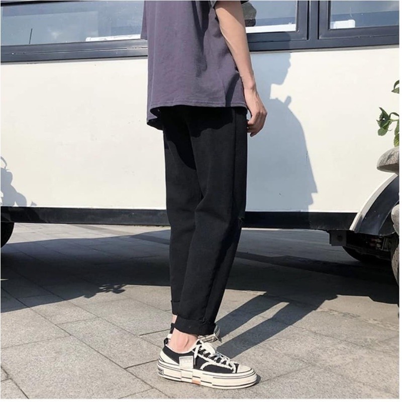 Quần jean, jeans,quần bò đen, baggy, nam,nữ, rách Gấu + Rách gối RĐ-01 hottren 2021 | BigBuy360 - bigbuy360.vn