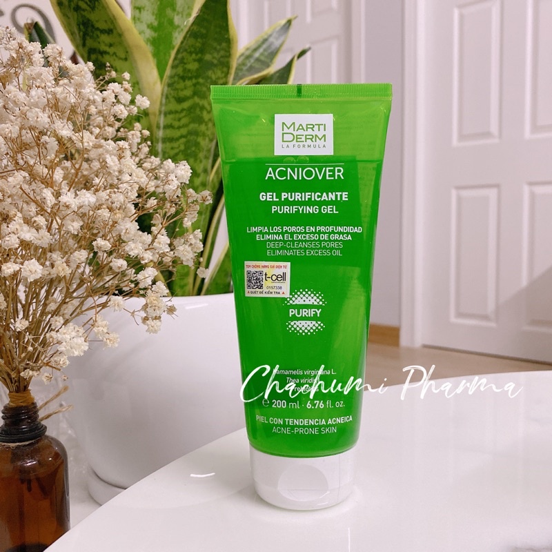 Gel rửa mặt cho da dầu mụn martiderm acniover purifying gel