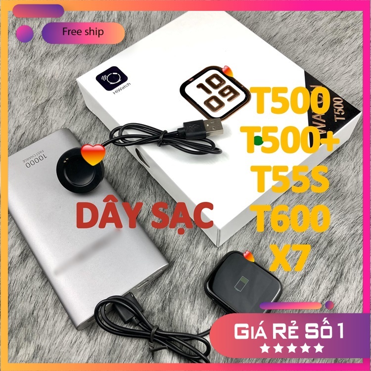 Đế sạc, cáp sạc cho đồng hồ thông minh T500 / T500+ / T500 Plus / T500 pro / X7 / T600... Hàng bóc máy