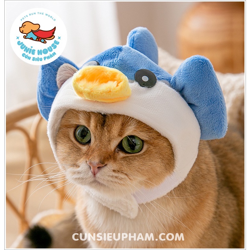 Nón đeo hình thú bông nón cá nướng cho chó mèo