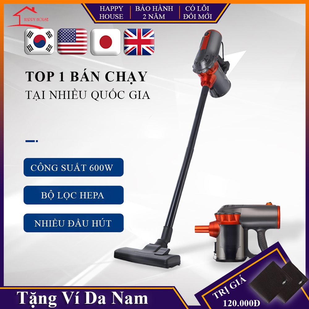 Máy hút bụi cầm tay gia đình lực hút cực mạnh công suất lớn, lọc sạch bụi mịn, công nghệ giảm tiếng ồn bảo hành 2 năm