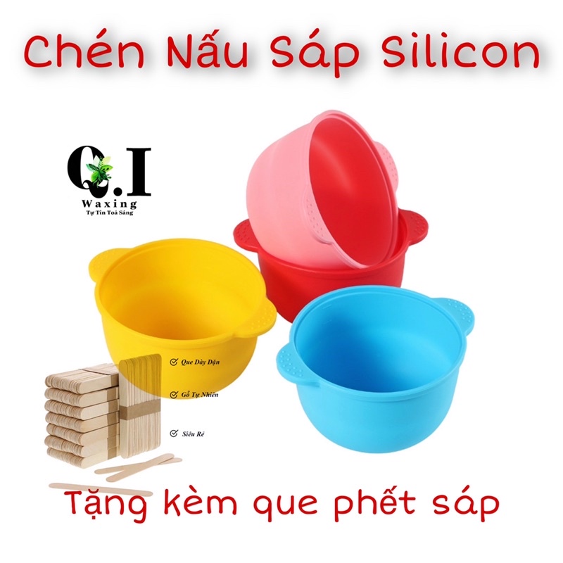 Combo 100gr sáp wax lông, chén silicone tặng kèm que gỗ
