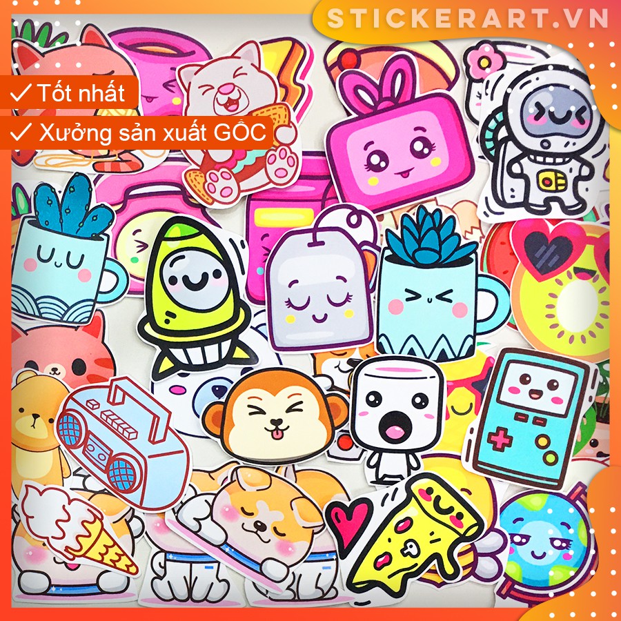 [KAWAII MIX] 116 Sticker chống nước ,dán xe laptop mũ bảo hiểm vali...