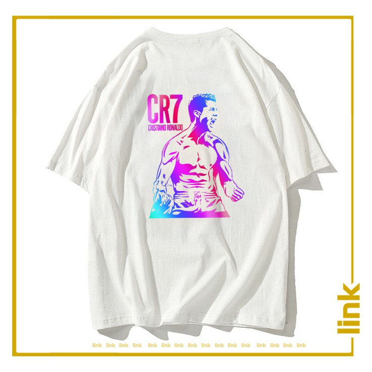 Áo thun phản quang tay lỡ CR7 dáng rộng unisex