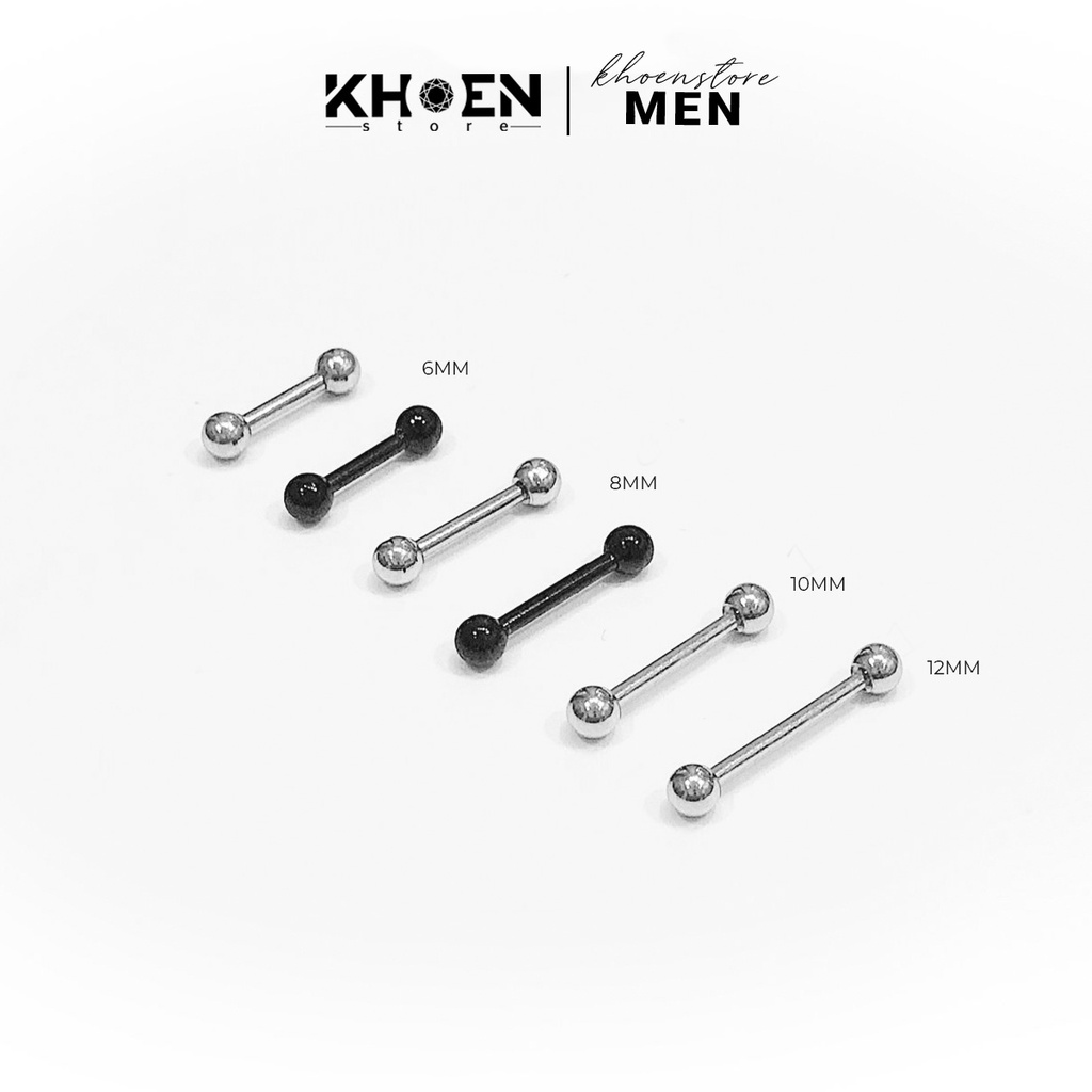 (1 Chiếc) Khuyên tai nam nữ - Bi hai đầu ( nhiều size ) - Khoen Store