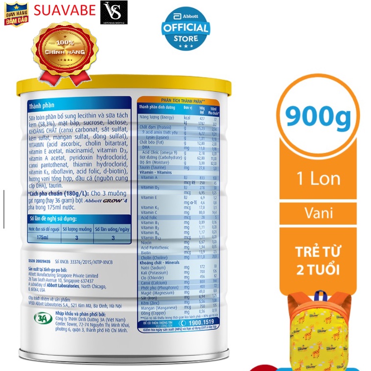 Sữa bột Abbott Grow 4 900g