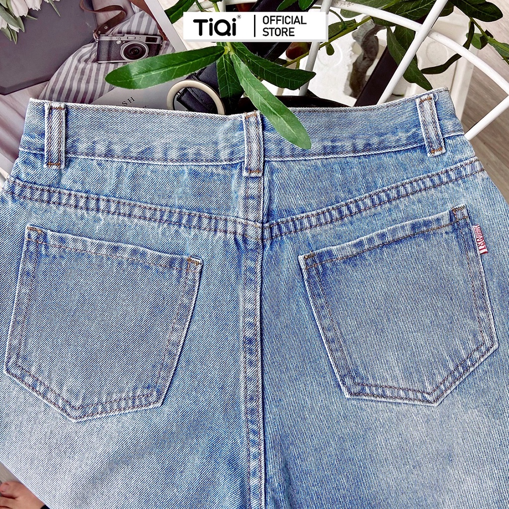Quần jean ngố nữ lưng cao họa tiết Mickey TiQi Jeans N118