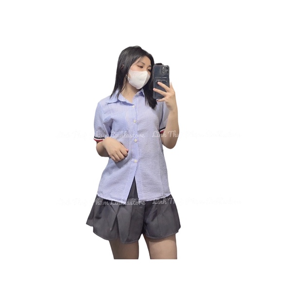 SET ÁO SOMI KẺ KÈM CHÂN VÁY HÀN QUỐC