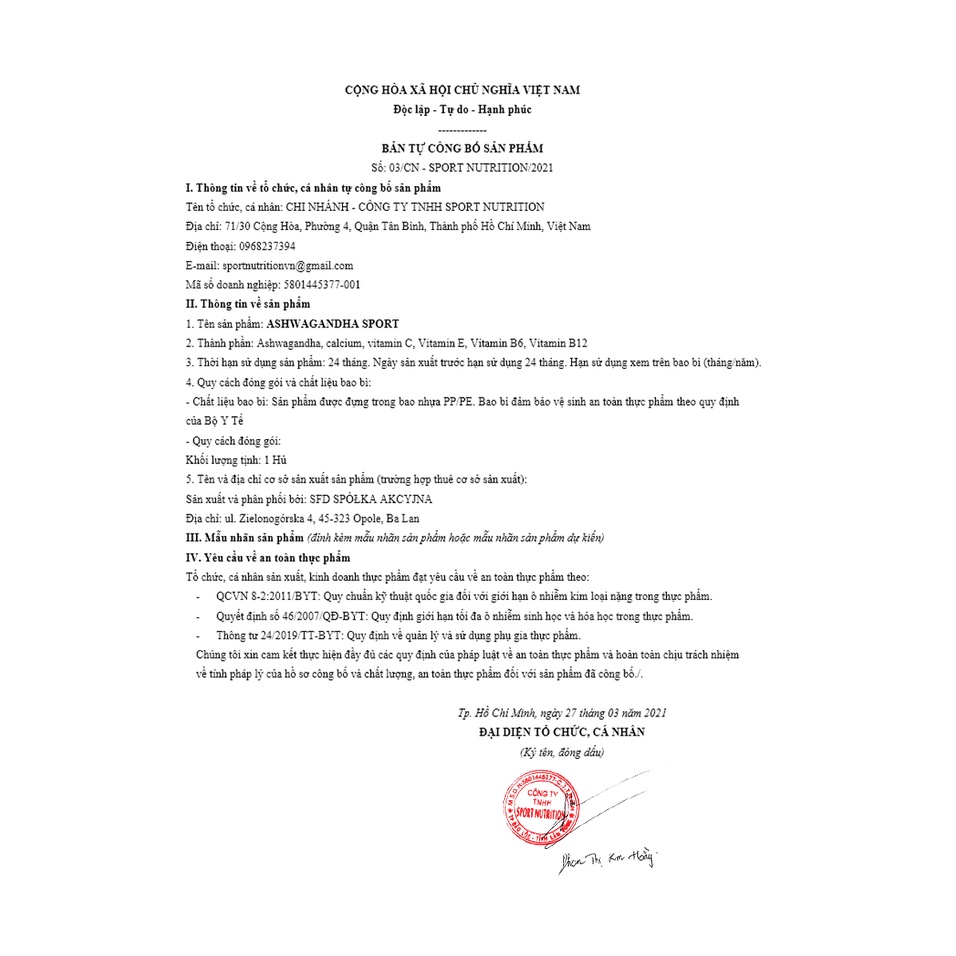 SFD Ashwagandha Sport 200 Viên - Thần dược cho Nam giới