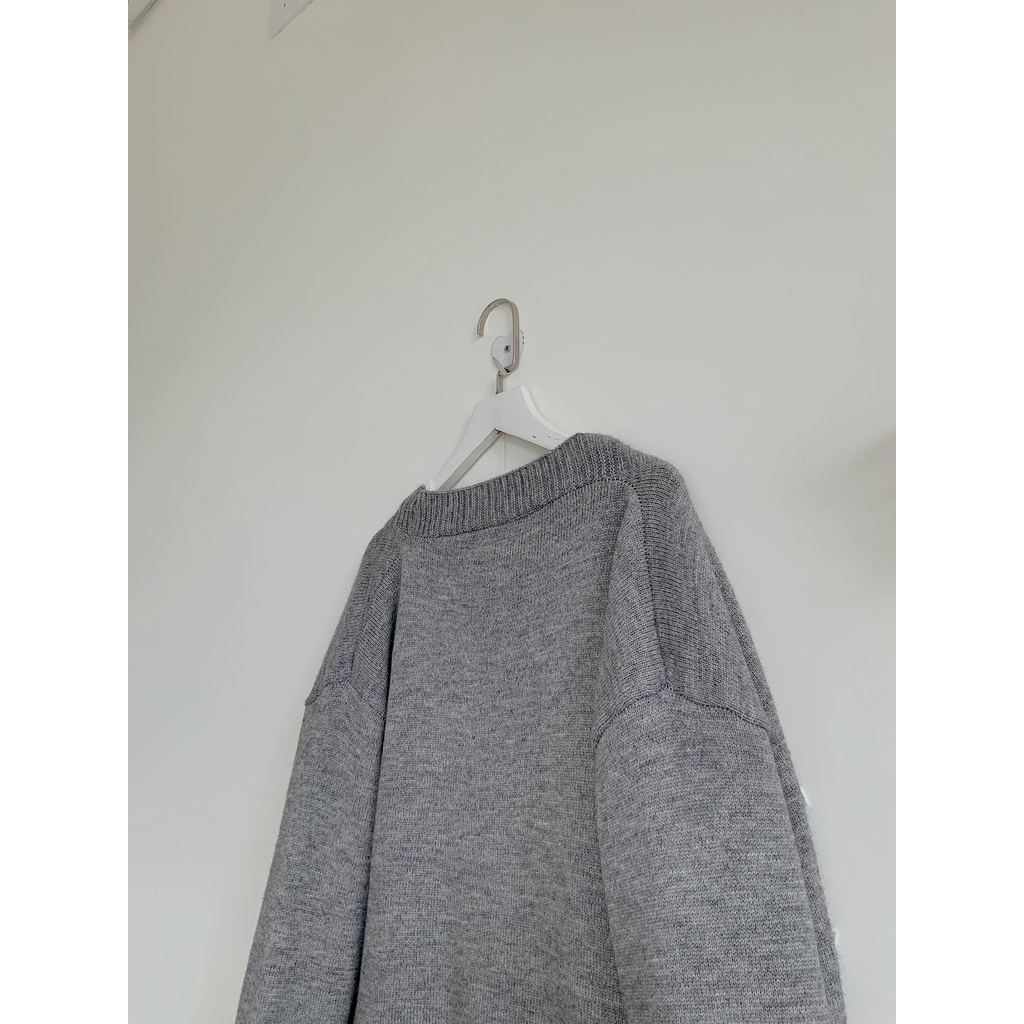 Áo Khoác Len JEM CLOSET Style Thu Đông Áo Khoác Nữ Form Rộng MOJI Cài Cúc 2 Màu Xám Đen Phong Cách Hàn Dễ Thương 1836