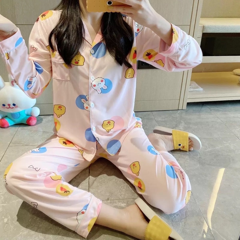 Pijama- Bộ Ngủ Nữ Cotton Dài Tay Quần Dài Chất Cotton Mềm Mại