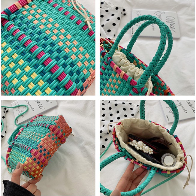 Túi đeo vai đan sợi nhiều màu thời trang hè dành cho nữ