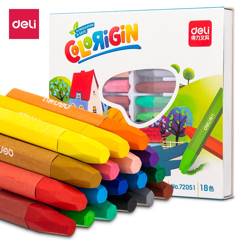 Deli Pastel 12/18/24 Màu Bút chì màu Học sinh Vẽ Graffiti Bút tô màu Đồ dùng vẽ cho trẻ em Viết Bút chì sáp và Chuốt bút chì Cái gọt bút chì