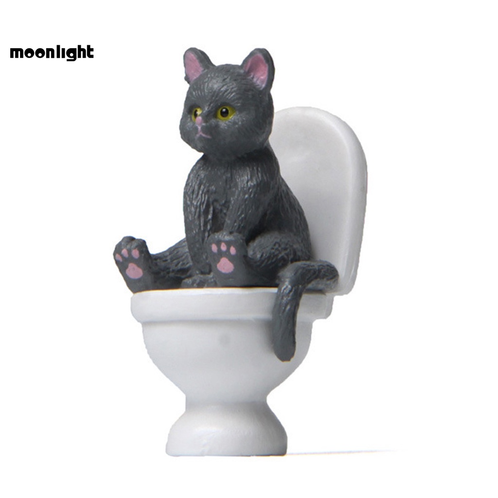 Đồ chơi mô hình chú mèo ngồi toilet ngộ nghĩnh cho bé
