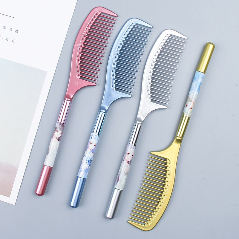 1 bút Gel mực đen hình lược hoạt hình sáng tạo