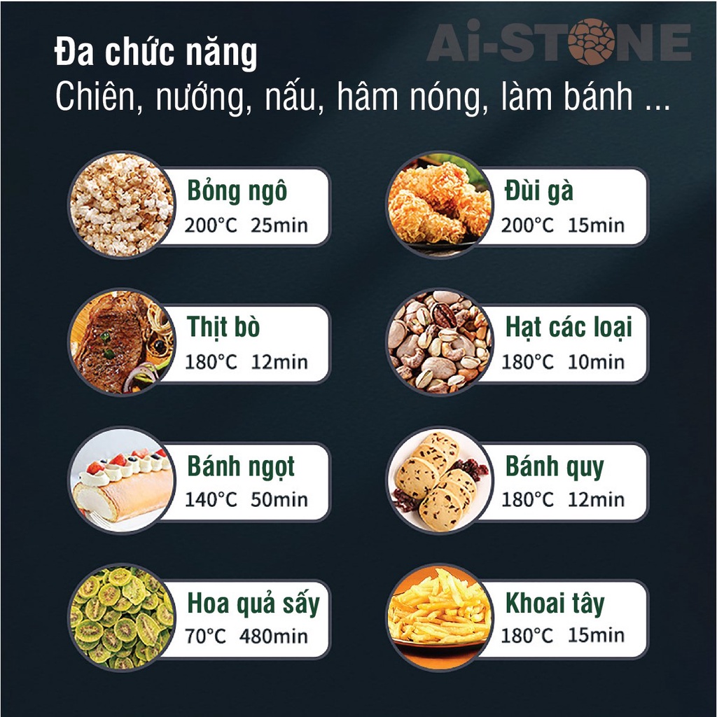 [Mã ELHADEV giảm 4% đơn 300K] Nồi chiên không dầu Ai-STONE Ai-6800 Dung tích lớn 12L - Bảo hành 12 tháng