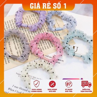 [FREESHIP - HÀNG LOAI 1] Buộc tóc, cột tóc vải Scrunchies Chấm bi mini