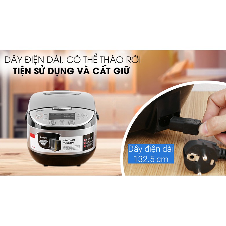 Nồi cơm điện tử Toshiba 1.8 lít RC-18DR2PV(K) - trưng bày chính hãng 100% lòng nồi 4mm được phủ chống dính