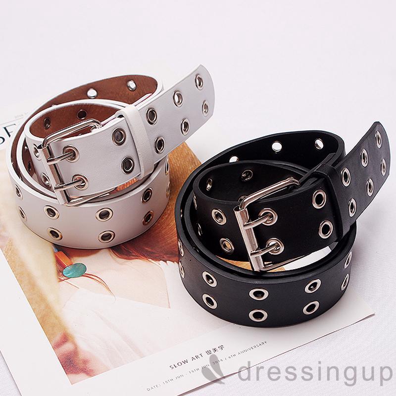 DRESSINGUP-Dây thắt lưng với hàng lỗ nút cài đôi phong cách punk rock cá tính thời trang