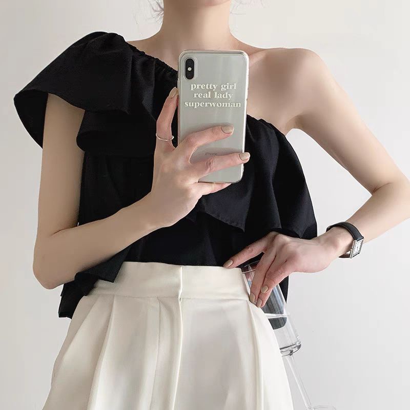 (SẴN) Áo thô lệch vai đen