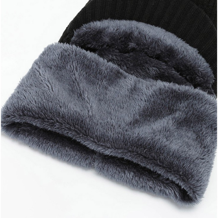 Nón len, Mũ len trùm đầu lót lông giày giữ ấm cực tốt cho nam và nữ MK03