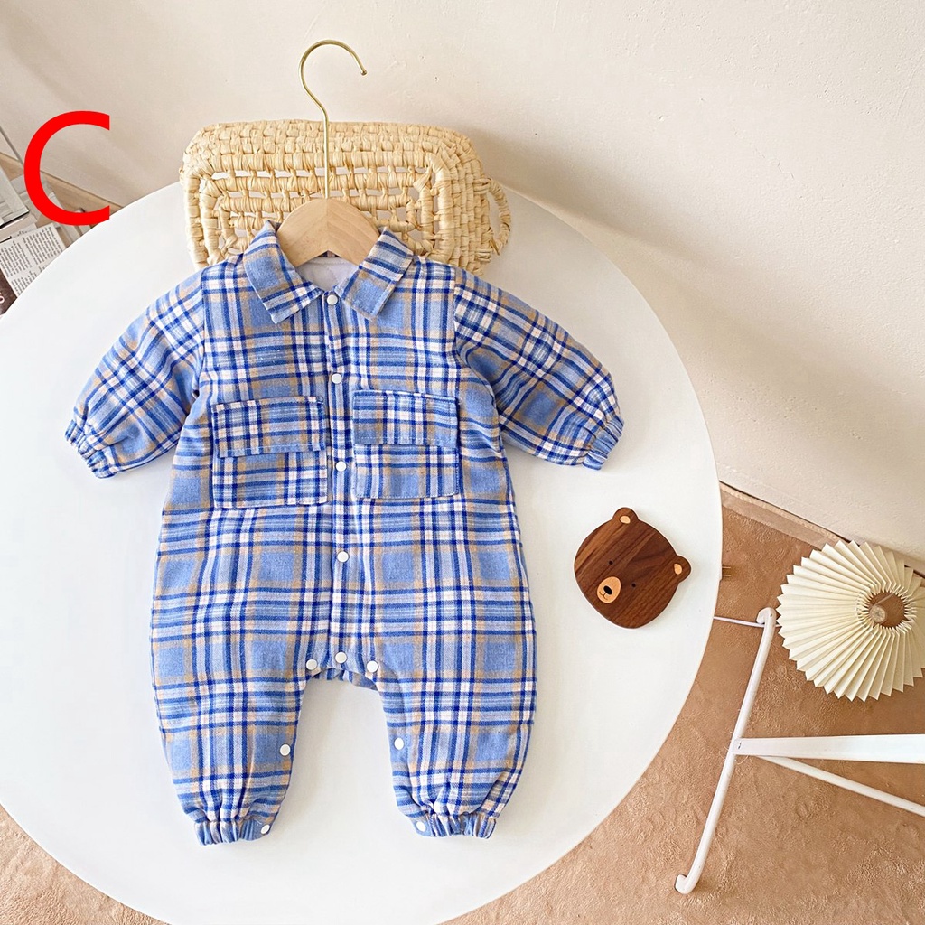 Bộ áo liền quần Sanlutoz cotton kẻ sọc dài tay thời trang cho bé trai