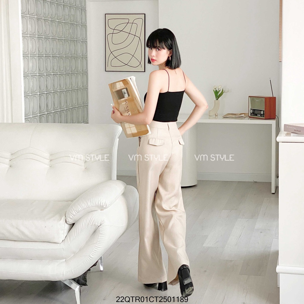 Quần nữ suông dài ống rộng basic VMSTYLE lưng cao phong cách công sở trẻ trung 07205 QTR00001