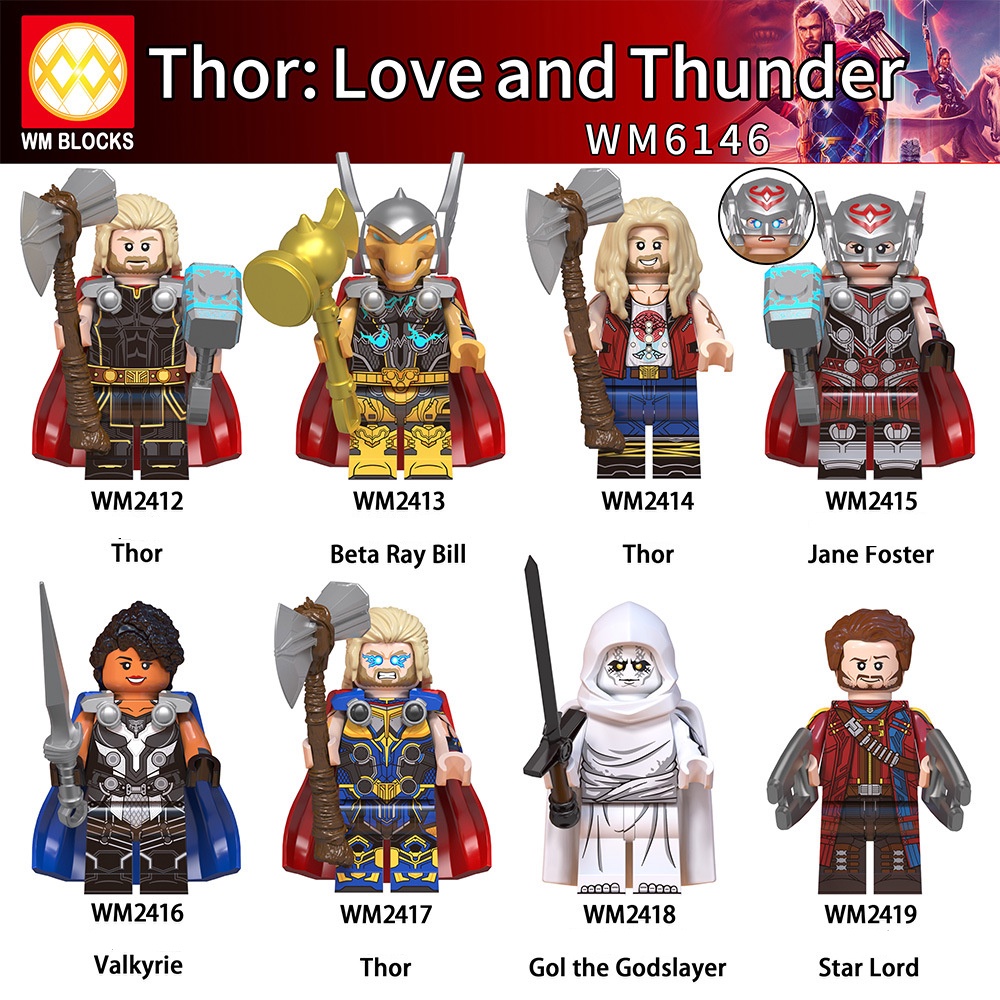 Minifigures Các Mẫu Nhân Vật Siêu Anh Hùng Trong Love And Thunder Thor Star Lord Valkyrie WM6146 - Đồ Chơi Lắp Ráp Mini