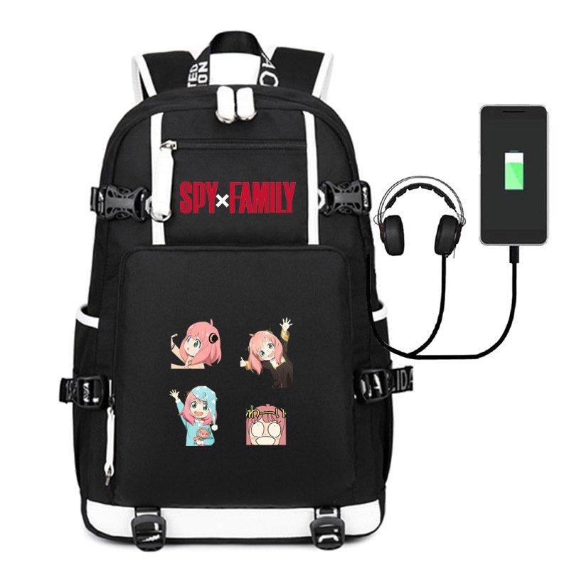 Balo 2 Vạch Kẻ Trắng in hình SPY X FAMILY GIA ĐÌNH ĐIỆP VIÊN anime chibi cặp sách đi học thời trang không kèm sạc