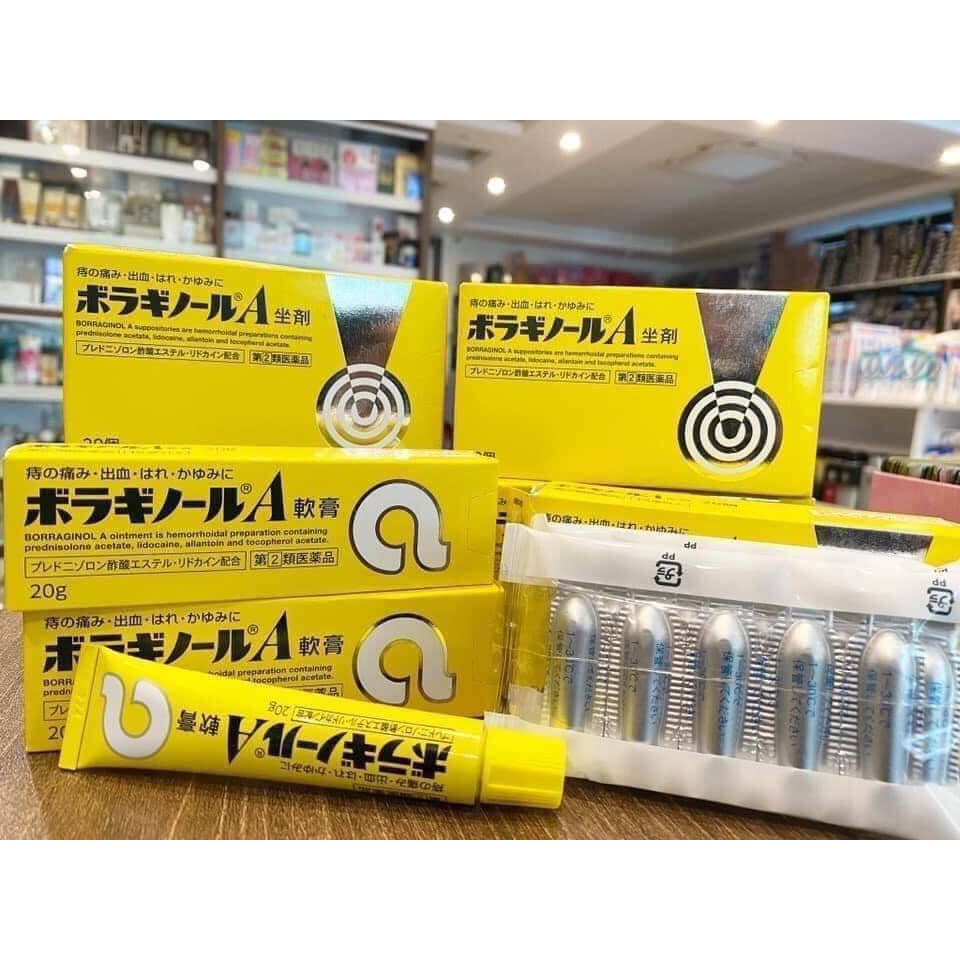 VIÊN ĐẶT TRĨ BORRAGINOL SUPPOSITORIES CHỮ A/M NHẬT BẢN