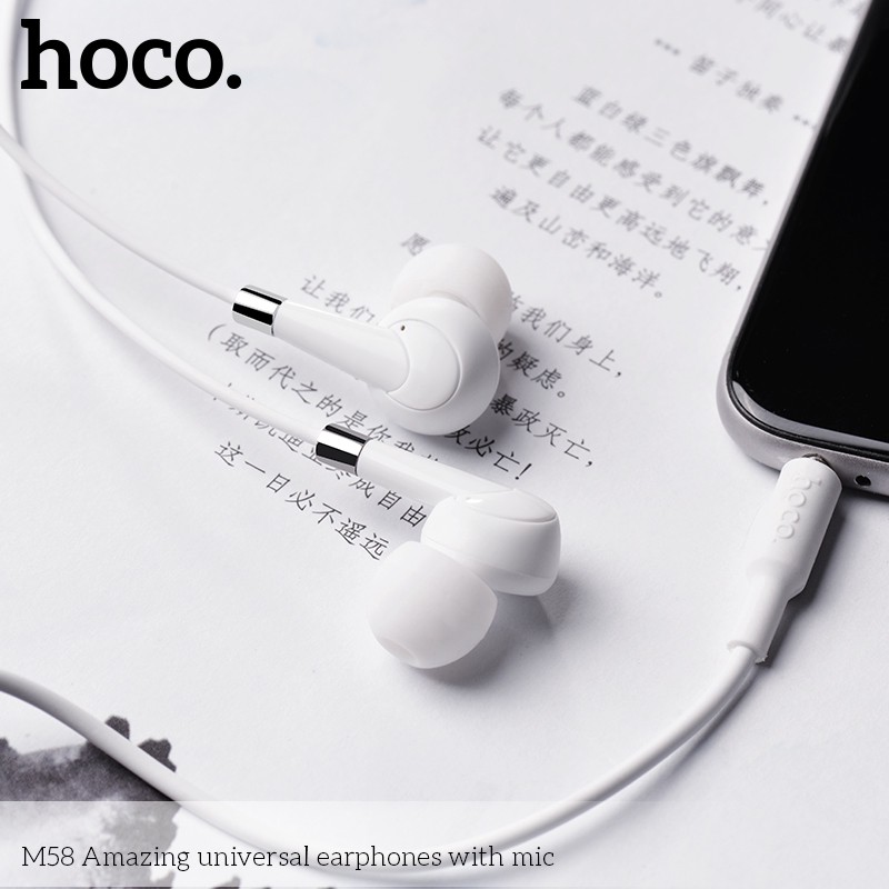 Tai nghe nhét tai HOCO M58 phích cắm 3.5mm dài 1.2m với dây TPE đàn hồi cao