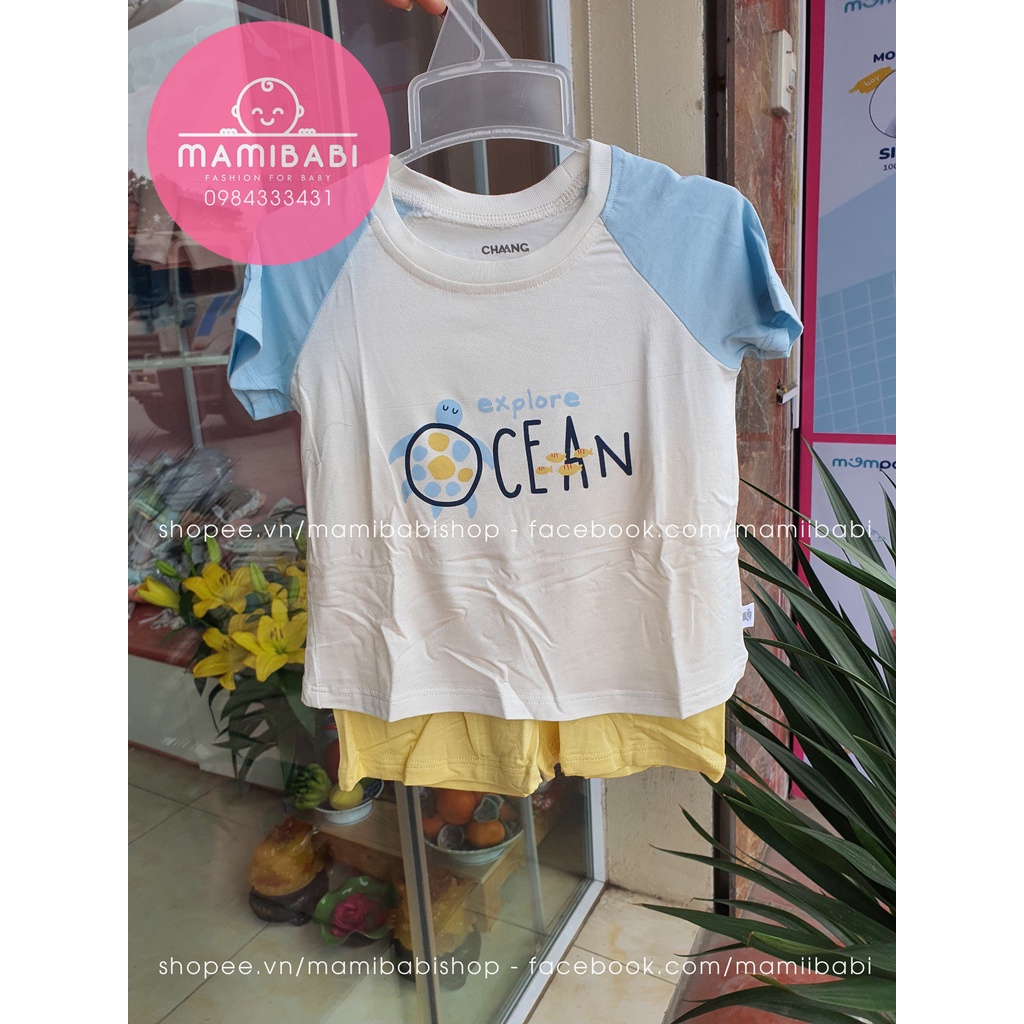 [Chaang] Bộ Cộc Tay Raglan Sea Cho Bé Chất Liệu Cotton