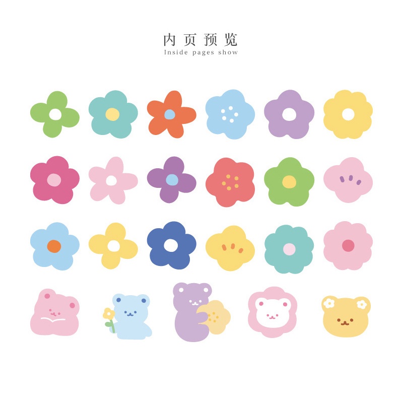 Set 46 Miếng Dán Hình Hoa Dễ Thương Dùng Để Trang Trí Nhật Ký/Sổ Tay