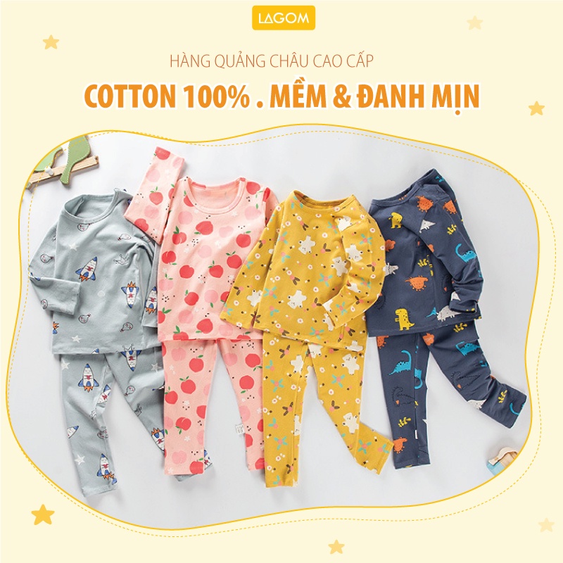 Đồ Bộ Bé Gái, Bé Trai Tay Dài Cotton | Bộ Ngủ Thu Đông Cho Bé