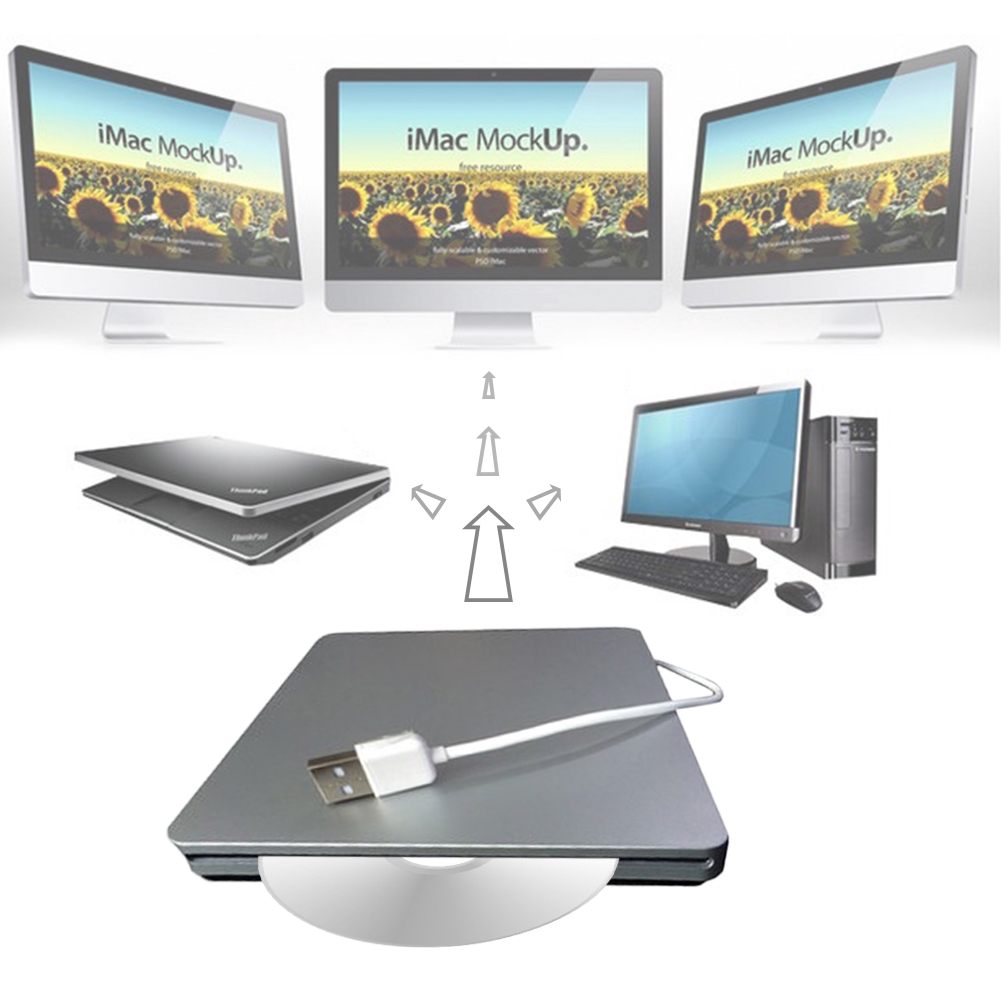 Ultra Ổ Đĩa Cd / Dvd Mở Rộng Usb 2.0 Siêu Mỏng Cho Pc Laptop Windows Xp Win 7