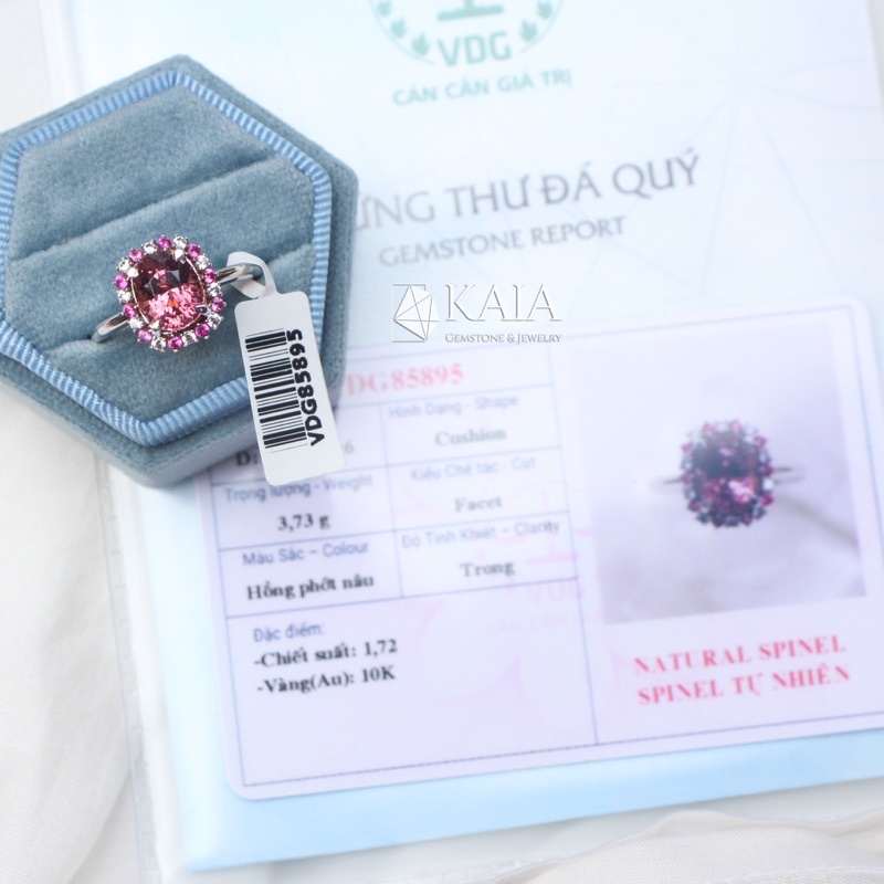 Nhẫn Spinel Tím đá thiên nhiên AU 10k phụ kiện thời trang tặng kèm kiểm định - KAIA
