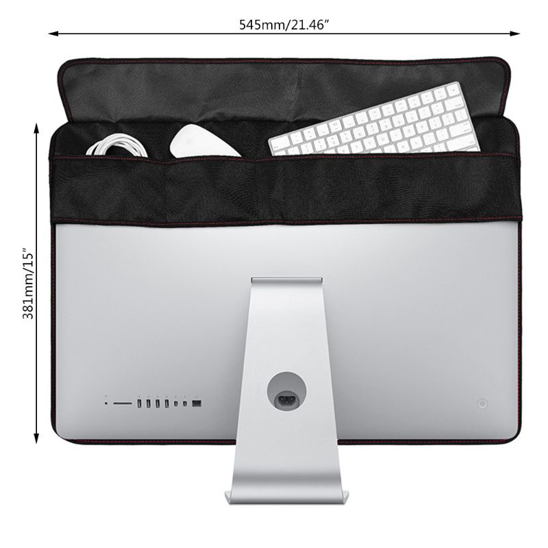 Bao Da PU Màu Đen Chống Bụi Chống Nước Có Ngăn Đựng Thẻ Và Túi Cho Apple iMac Macbook 21/27 Inch